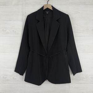 Athleta Blazer Jacket Size 10 Black Endless Primatwill Stretch Open Front Preppy